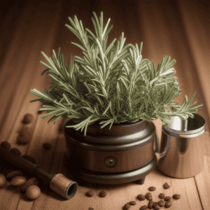 Rosemary herbs in a coffee grinder